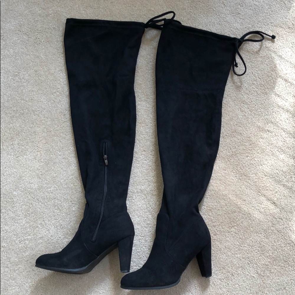 Black Suede Thigh High Boots